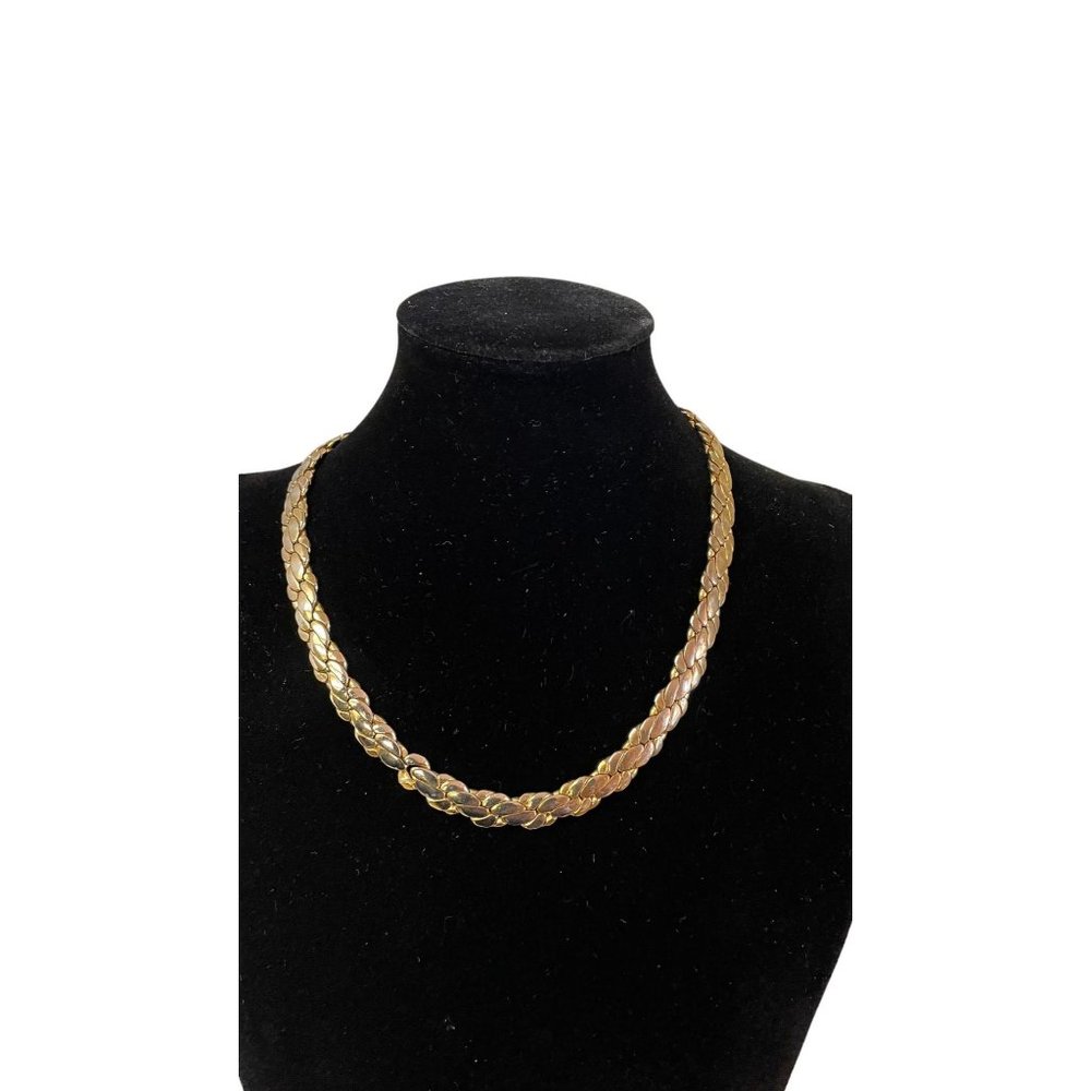 Vintage Womens Fashion Rope Twisted Chain Necklace Faux Gold Plated 1990 16"
